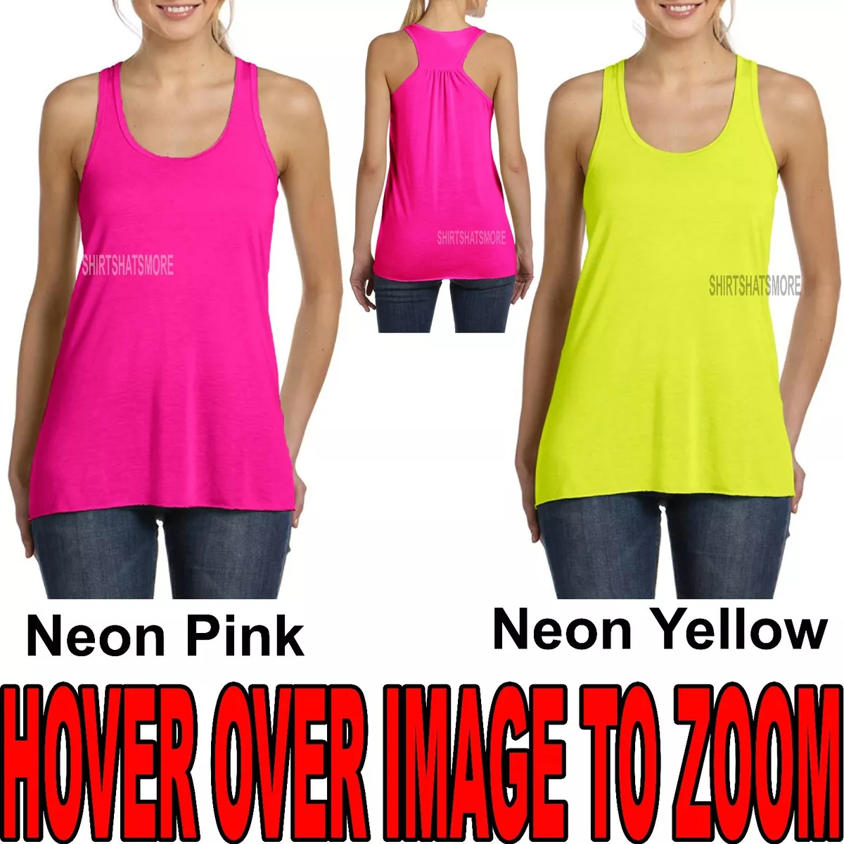 Bella Junior Ladies Soft Flowy NEON Racerback Tank Top T Shirt Tee