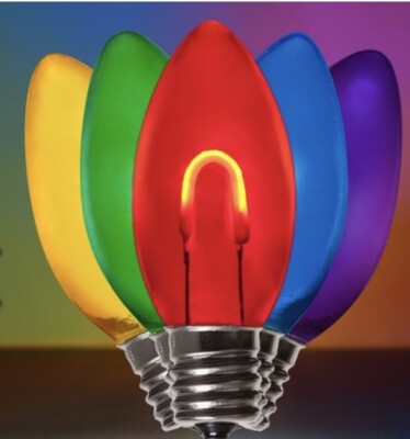 LED Shatterproof FlexFilament Multicolor C9 Edison Christmas Light Bulbs, 5 Pack