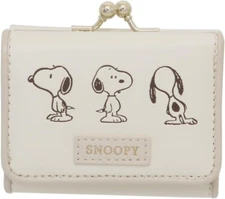 Peanuts Snoopy Tri Fold Compact Wallet Light Beige Marimocraft Japan LTD New