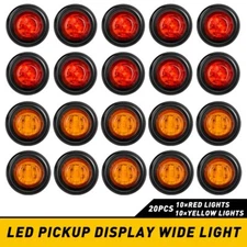 Set Of 20 Red + Amber LED Side Marker Clearance Lights Trailer Truck Pickup Ship