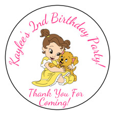 12 Personalized Kids Birthday Party Stickers Favors Labels 2.5" Baby Princess