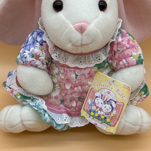 Commonwealth Easter Velveteen Rabbit Plush Bunny Floral Dress Vintage With Tag - Picture 7 of 19
