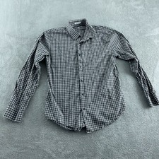 Express Mens Extra Slim Fit Plaid Button-Down Shirt L Black/White Cotton 2894