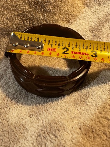 Bracciale Vintage Grosso Profondo Intagliato Bachelite Largo Cioccolato Ambra Fondente - Foto 5 di 9