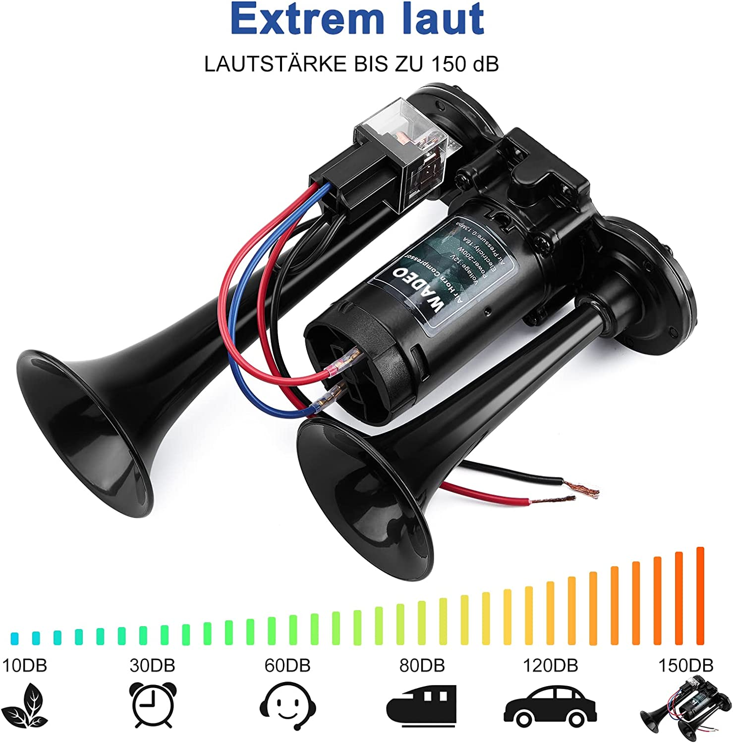 Autohupe 12v Extrem Laut Lkw Hupe 12v Extrem Laut Kompressor Druckluft Horn Hupe, Doppelrohr Hupe 12v Traktor