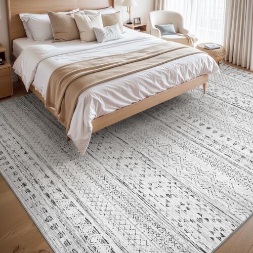 8x10 Area Rugs for Living Room Rugs, Washable Rug Neutral Carpet 8'x10' Black - Picture 1 of 6