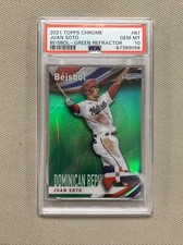 2021 Topps Chrome Beisbol Juan Soto #B7 Green Refractor #/99 PSA 10 GEM MINT