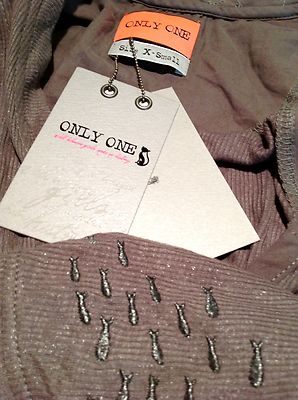 ONLY ONE Summer Moon Fish Tank Top  % Viscose Silver Grey NEW 