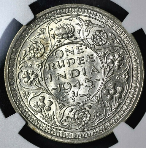 India British 1945(B) Rupee NGC MS63 - Picture 1 of 3