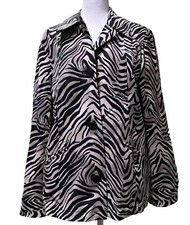 Chicos Jacket/Blazer w/ Buttons  Pockets, Animal Print, Size 2 US 12 