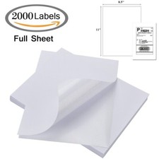 2000 Full Sheet Shipping Labels 8.5x11 Blank Address Self Adhesive Laser inkjet