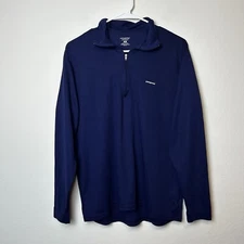 Patagonia Capilene Shirt Mens Medium Blue Base Layer 1/4 Zip Outdoor Comfort