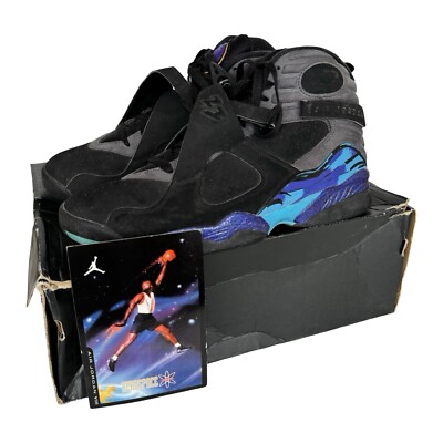 Air Jordan 8 Retro Aqua 2015 Sneakers - Black/ Purple - UK 9 / US