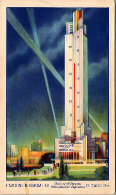 #ad #ad Postcard Chicago 1933 Worlds Fair Havoline Thermometer Havoline Motor Oil $9.99