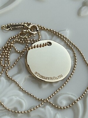 Tiffany & Co 18K Notes Letter Initial R Disk Beaded Pendant