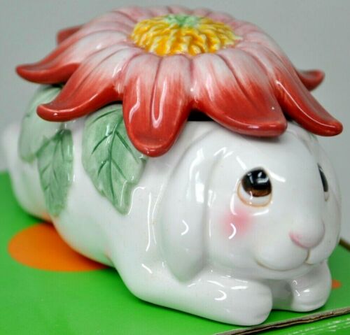 Fitz & Floyd Hase Blüten Deckeldose Schmuck bedeckt NICEEEEEEEEEEEE - Bild 3 von 4