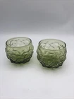 Vintage Anchor Hocking Milano Green Roly Poly 8 oz Set Of 2