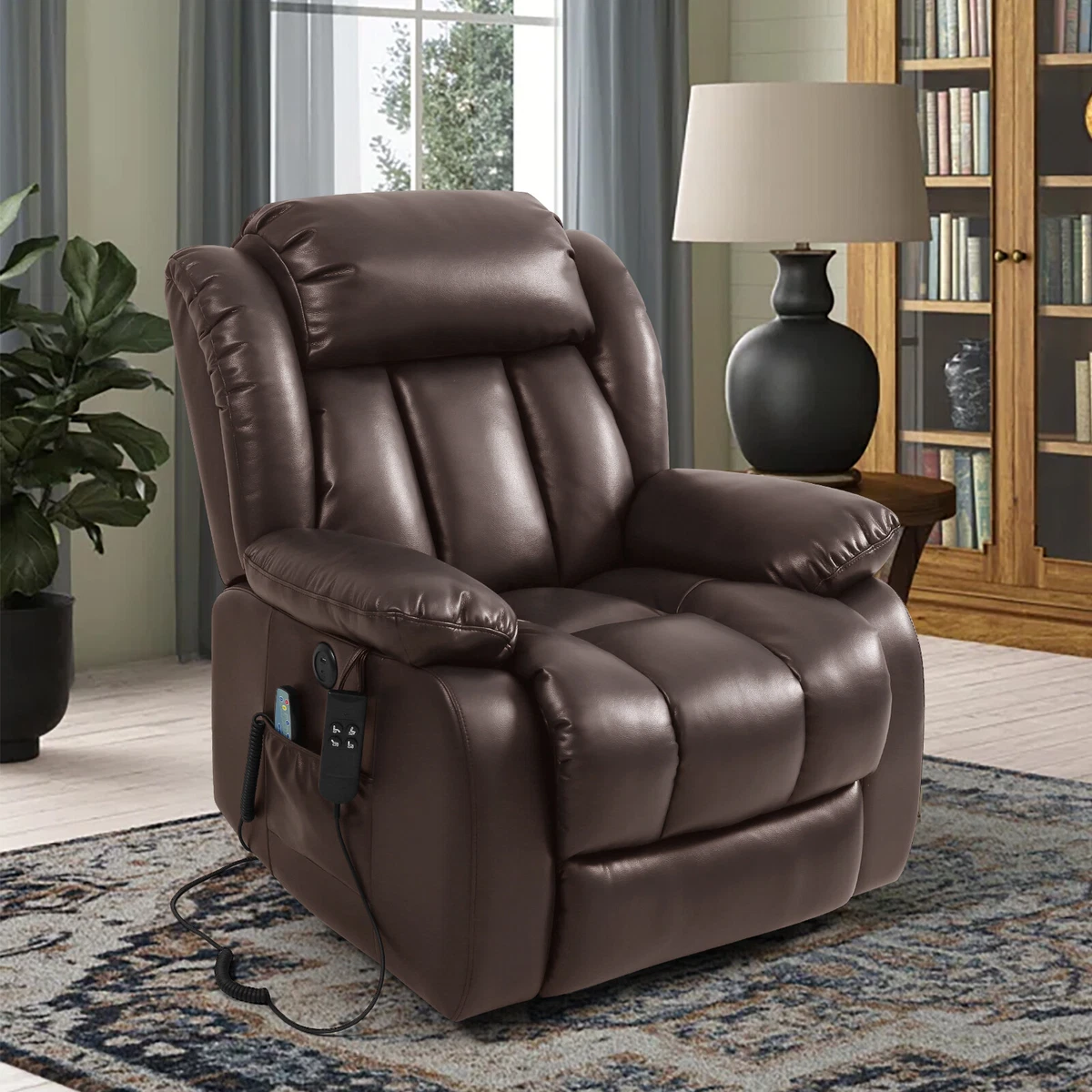 Upholstery Elderly Recliner Chair with Padded Seat Adjustable Backrest  Cushion