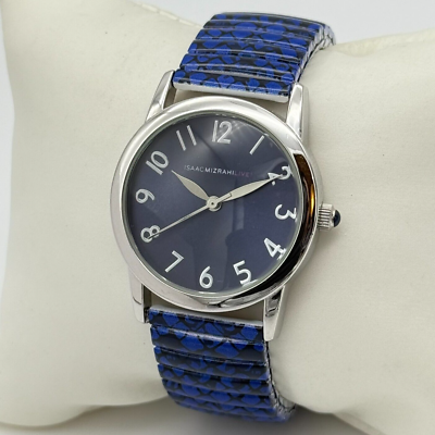 Isaac Mizrahi Womens Blue Leather Strap Quartz Watch Isaac Mizrahi Live Round Gold Tone Case Blue Leather Band  main image 4