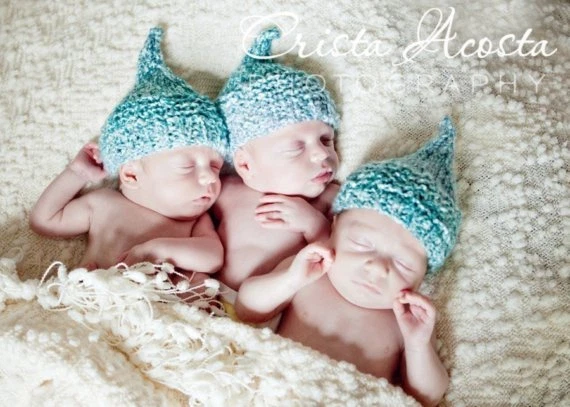 Baby Boy Hand Knit Hat - Infant Baby Elf Hat - Photography Prop