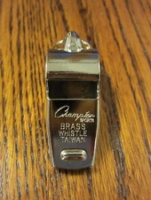 ONE NEW HEAVY DUTY CHAMPION BRASS METAL REFEREE WHISTLE SILVER COLOR 