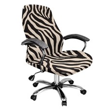 Zebra Print Beige Black Breathable Seat Covers For Office Chairs All-in-compu...