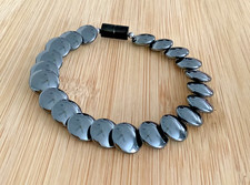 HANDMADE NATURAL HEMATITE BLAC TWO SIDED FLAT DISCS BRACELET MEN S WOMEN S