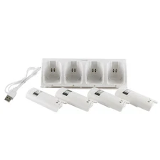 4× Rechargeable Battery Pack + Charger Dock For Nintendo Wii Remote Controller
