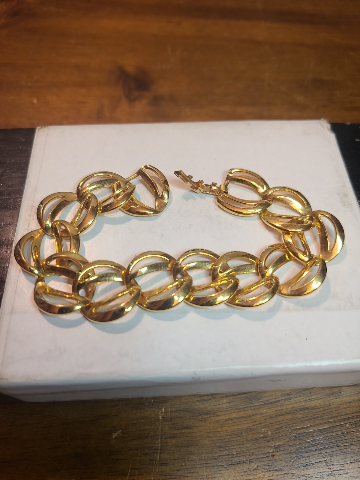 Vintage MCM Napier Open Link Bracelet Polished Gold Tone 7 Inch