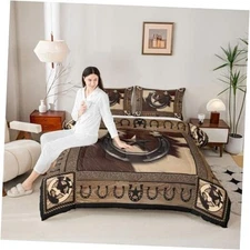 Western Cowboy Comforter Set Size,Texas Star Horseshoes Rustic King Color 06