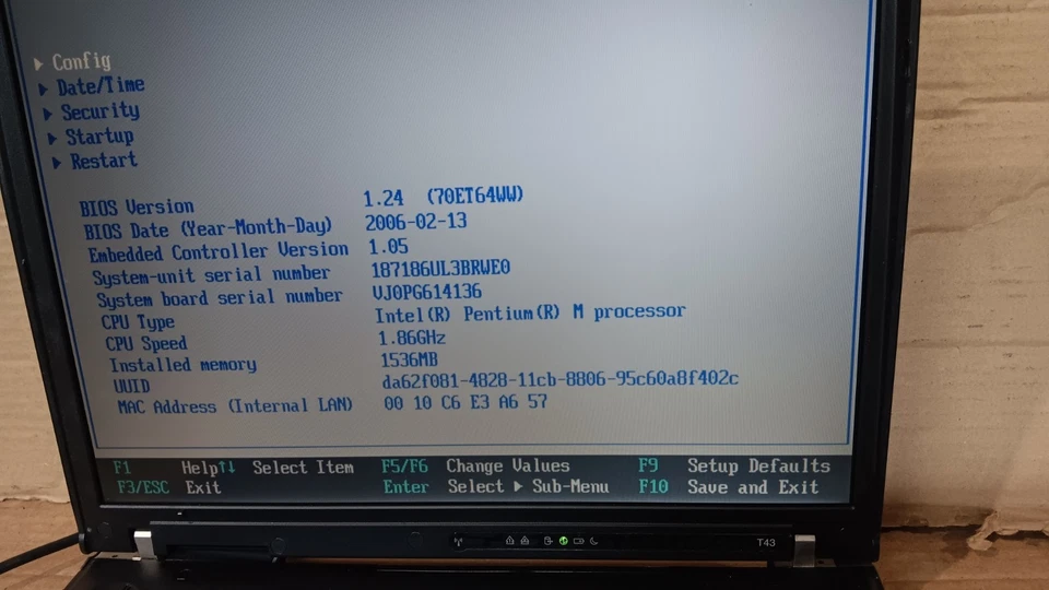Portátil IBM Thinkpad T43 Intel Pentium M @ 1,86 GHz 15" pantalla LCD tipo 1871 Foto 4 de 4