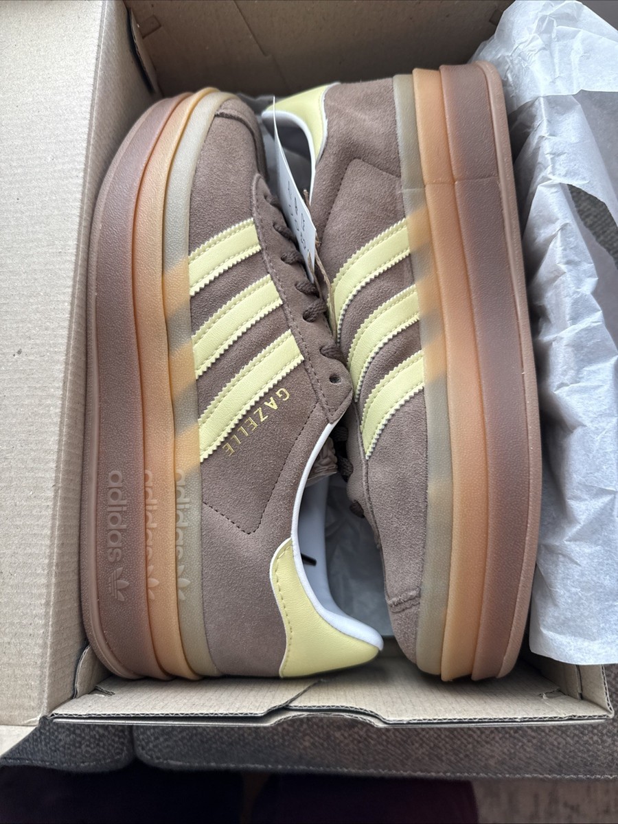Size 8.5 Women's adidas Gazelle Bold Earth Strata Powder Yellow