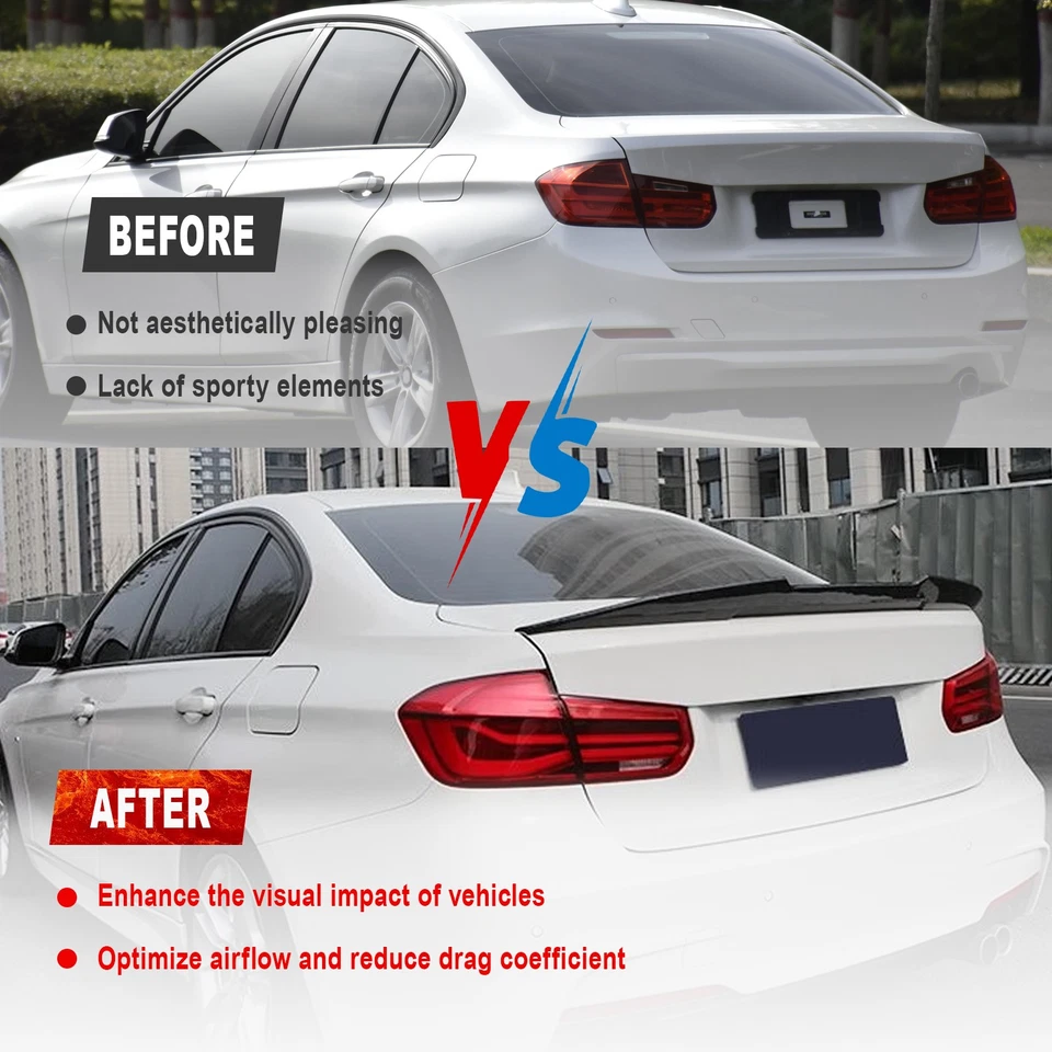 Glossy Black Spoiler Fit 2006-2011 BMW E90 ABS Wicker Bill (Free Ship US) Foto 2 de 4