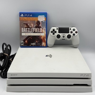 Sony PlayStation 4 Pro 1TB Video Game Console Glacier White Tested WORKS W/Game
