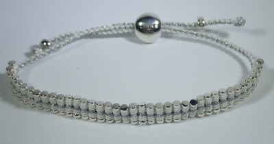 LINKS OF LONDON STERLING SILVER MINI FRIENDSHIP BRACELET w/ WHITE & SILVER CORD