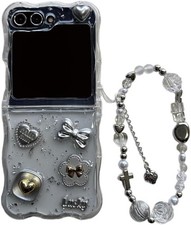 Samsung Galaxy Z Flip 7 FE/Z Flip 6 Case, 3D Cute Heart Bow Pattern, Light Luxur