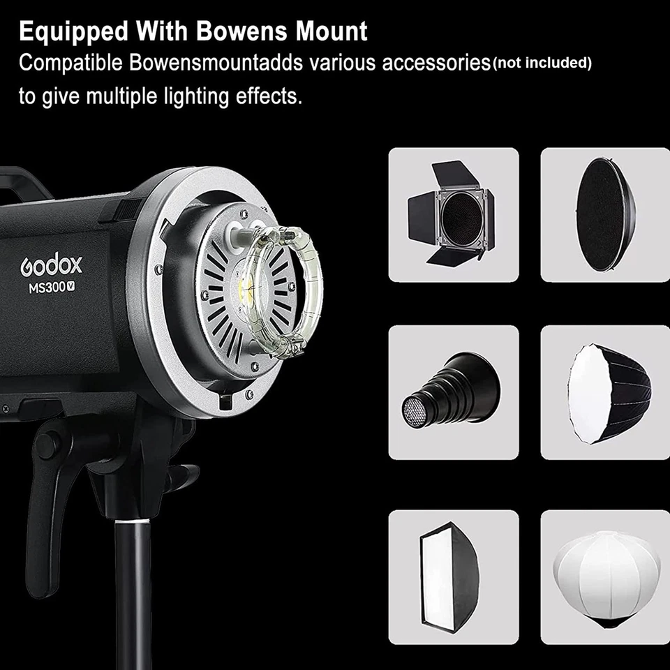 A-Godox MS300-V Upgraded Studio Flash Light 300Ws Strobe Light GN58 0.1-1.8S - Image 3 of 4
