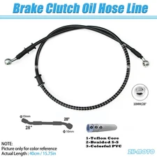 Black 40cm 15.75" Motorcycle Brake Clutch Oil Hose Line Pipe Braided Hydraulic