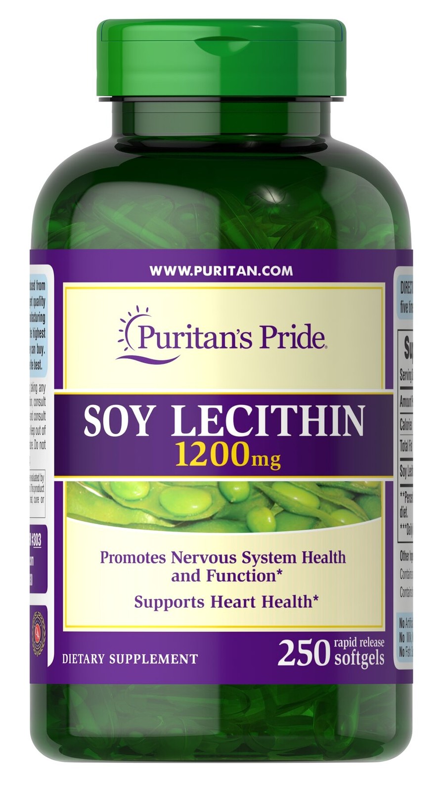 Puritan's Pride Soy Lecithin 1200 mg - 250 Rapid Release Softgels
