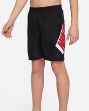 Nike Swim Boys M 10/12 Black 3-D Red Logo 7" Volleyball Swim Shorts NWT