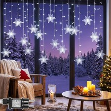 LED Lichterkette Schneeflocke Fenster Lichtervorhang Innen Weihnachtsbeleuchtung