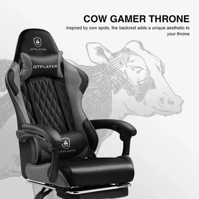GTPLAYER Gaming Chair Ergonomic Design With Footrest Headrest Lumbar Support 360