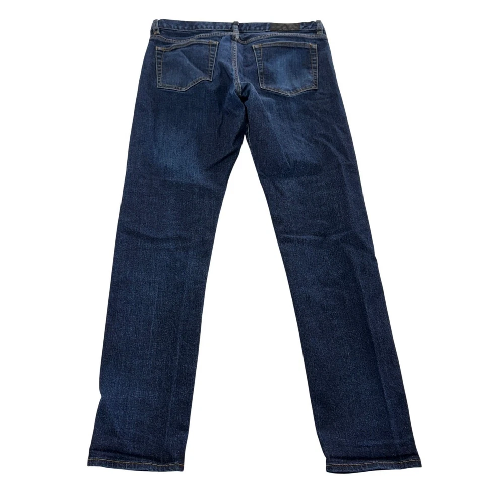 Pantalones de mezclilla Club Monaco para hombre 33 x 31 azul súper ajustados algodón lavado oscuro Foto 4 de 4