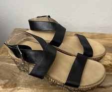 Vionic Cancun Orthopedic Footwear Leather Platform Sandals Slingback Sz 8 Black