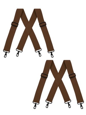 Buyless Fashion Men 2 Pack Suspender - 48'' Adjustable Heavy Duty 2'' X Black Hook