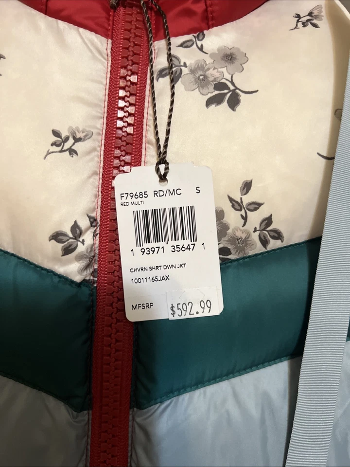 COACH CHEVRON SHORT DOWN JACKET SIZE SMALL RED MULTICOLOR - Image 3 of 4