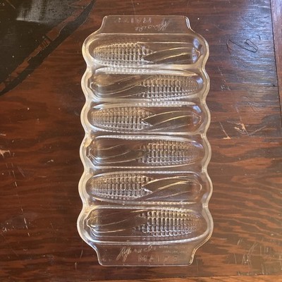 MIRACLE MAIZE INDIANA GLASS CORNBREAD CLEAR 12'' BAKING DISH MOLD TRAY MCM EUC