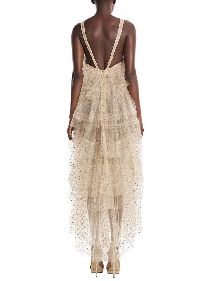 Monique Lhuillier Halter Neck Tiered Dotted Cocktail Dress Women's - Image 2 of 3