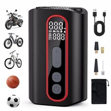 Mini Electric Bike Pump, 4X Faster 160 PSI Bike Tire Pump with Guage Auto Sto...