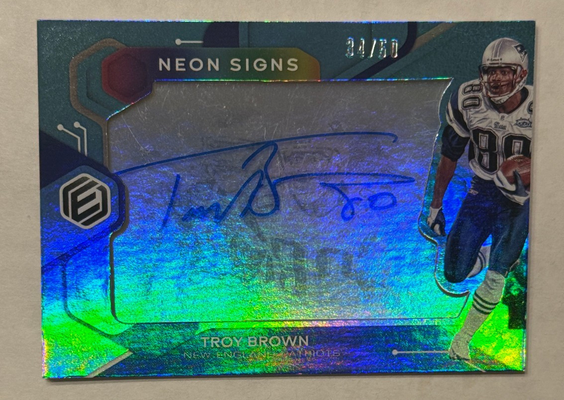 2020 Elements Troy Brown Neon Signs Autograph Auto Blue /50  NS-TB Patriots